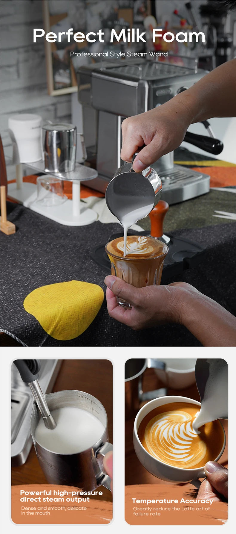 Espresso-Maschine 2025: HiBREW 20Bar Semi-Automatic H10A Temperatur-Einstellbar 58mm Portafilter Professional Barista Collection