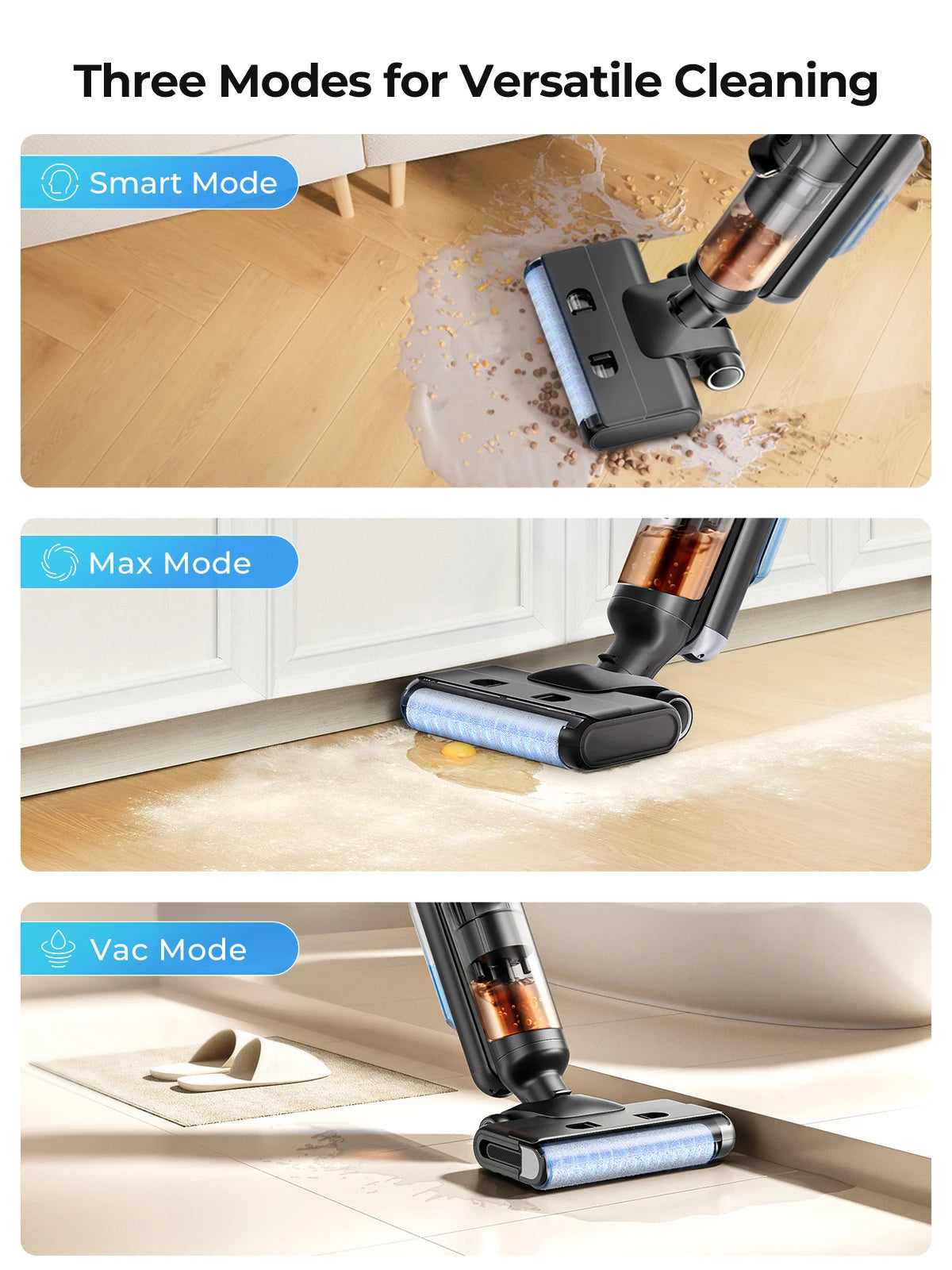 Aspirator fără fir Laresar M3 pentru curățarea umedă și uscată - 55 de minute de funcționare, autocurățare, detectare margini