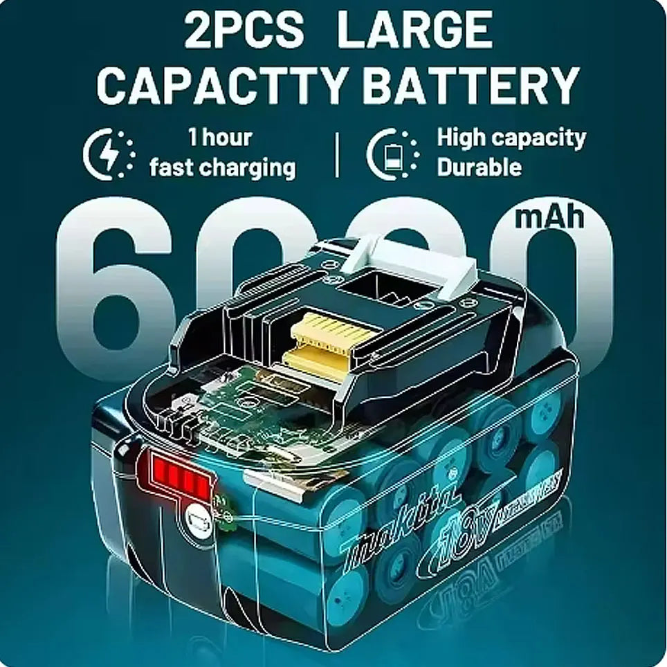 Genuine Makita 18V Battery With Charger,Makita 18 V Battery 6.0Ah 5.0ah,,Rechargeable Lithium Ion For BL1850 LXT400 Power Tool