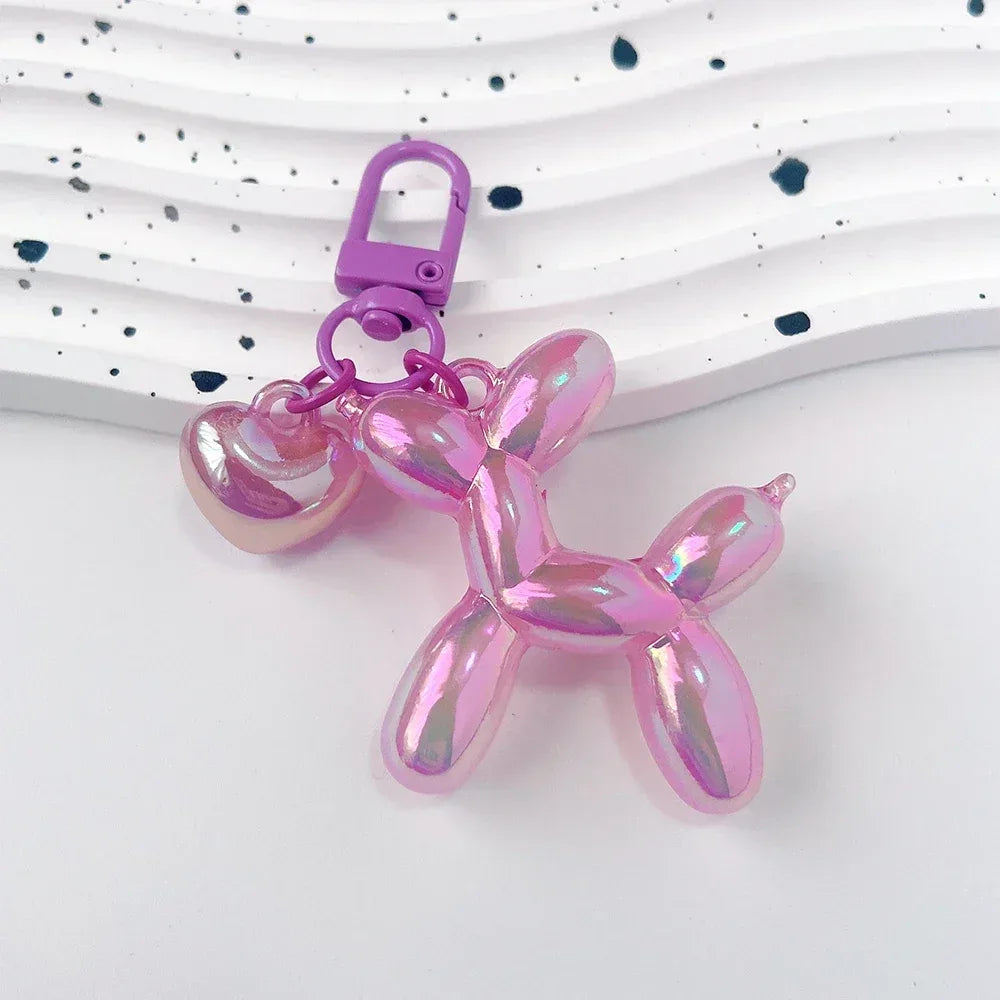 Damen Schlüsselanhänger 2025 - Adorable Balloon Dog Y2k Bag Charms Cute Puppies Acrylic - Golden Bridge Store