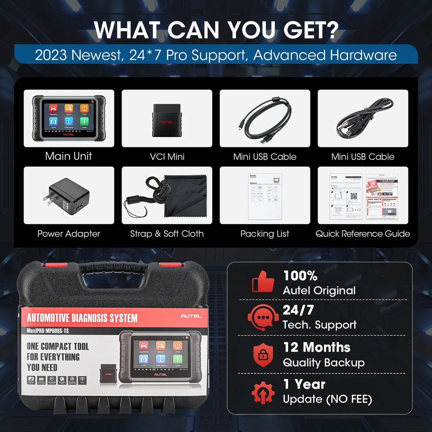 Autel MaxiPRO MP808S-TS 2025 - Professional Car Diagnostic Scanner - Online ECU Coding TPMS Automotive Tool