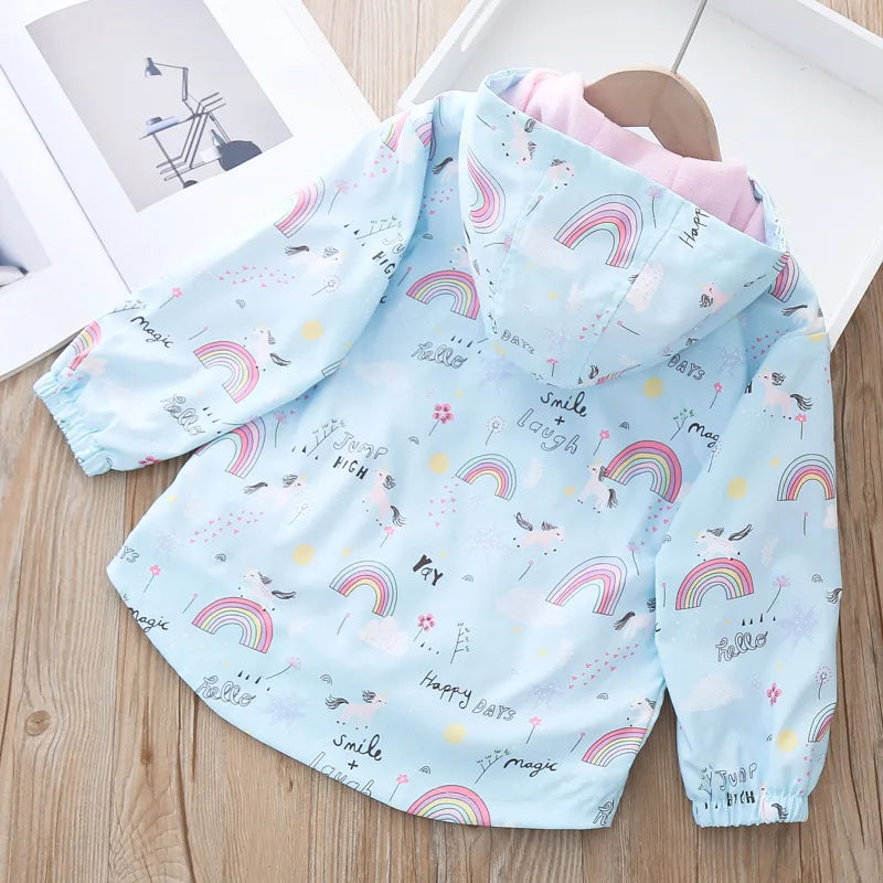 Kinder-Jacke 2025: Rainbow-Unicorn Hooded-Zipper - Kids Outerwear Collection