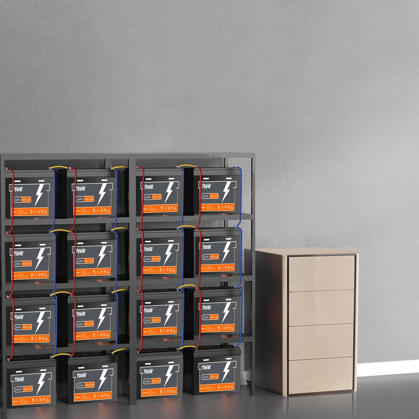 PowMr 12,8V 200AH LiFePO4-Batterie wiederaufladbar Grade A-Zellen 2560WH eingebauter BMS 6000+ Zyklus Heim-Lithium-Batterie-Energiespeicher