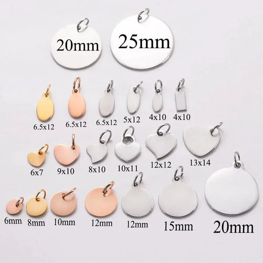 EdelstahlTag Logo Anhänger DIY - 20 Stk 3 Farben Rund - Golden Bridge Store