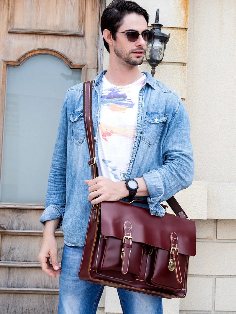 Luufan Aktentasche Rindsleder Business - 16 Zoll, 40x30x10cm