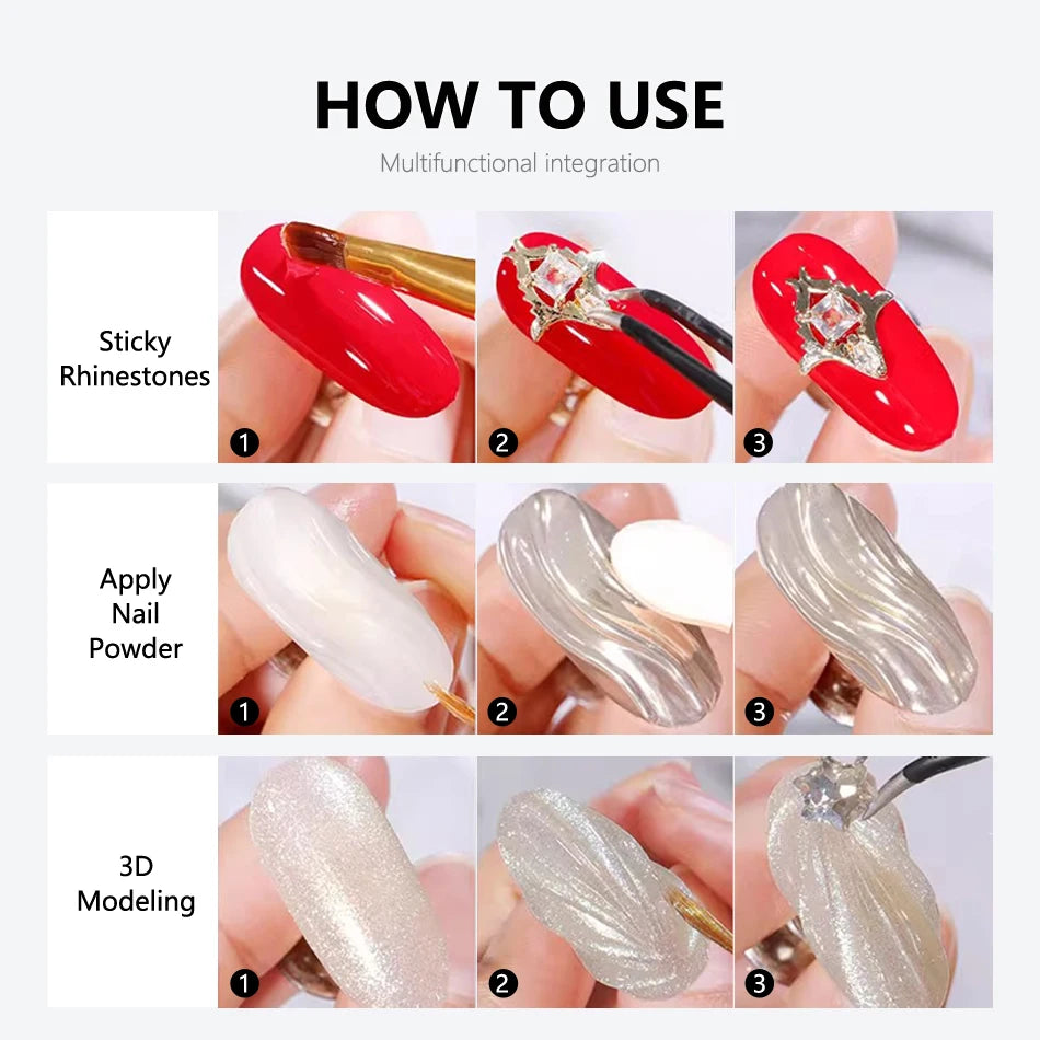 CHUNSHU Super Strong Sticky Nail Glue Gel For Rhinestones Nail Art Decorations 15G No Wipe DIY Gem Adhesive Functional UV Gel