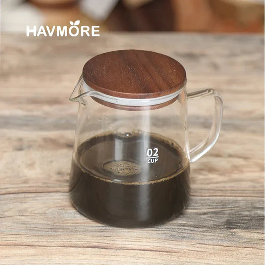 Glass Pour Over Coffee Server with Dot Scale Brewed Coffee Sharing PotHeat Resistant Hand Made Drip Coffee Pot 300ml/500ml - Golden Bridge Store