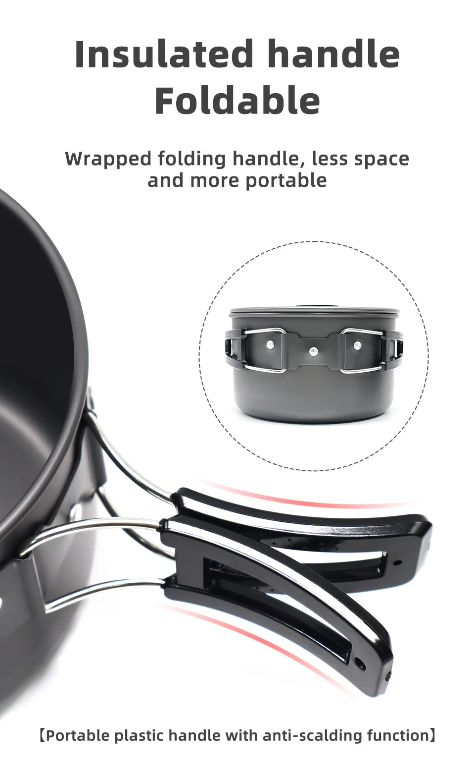 PACOONE Camping Cookware Set Outdoor Portable Foldable Cookware Set Pot Cooking Kettle Set Tableware Hiking Picnic Equipment