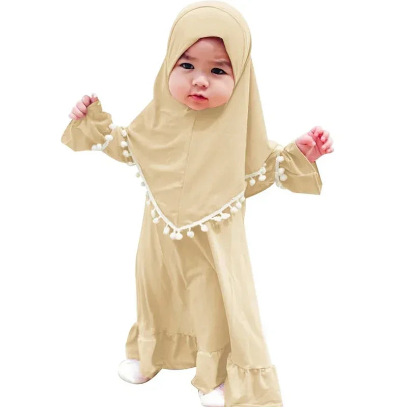Henan EHF046 Mädchen Hijab Set Überkopf Schal - 2 Stk 110