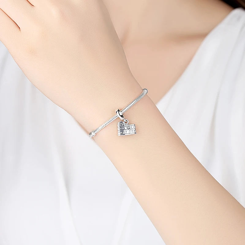 Pandantive originale din argint 925 cu motive de dragoste, călătorie, valiză de autobuz Londra Paris, potrivite pentru brățări Pan, coliere, bijuterii DIY pentru femei