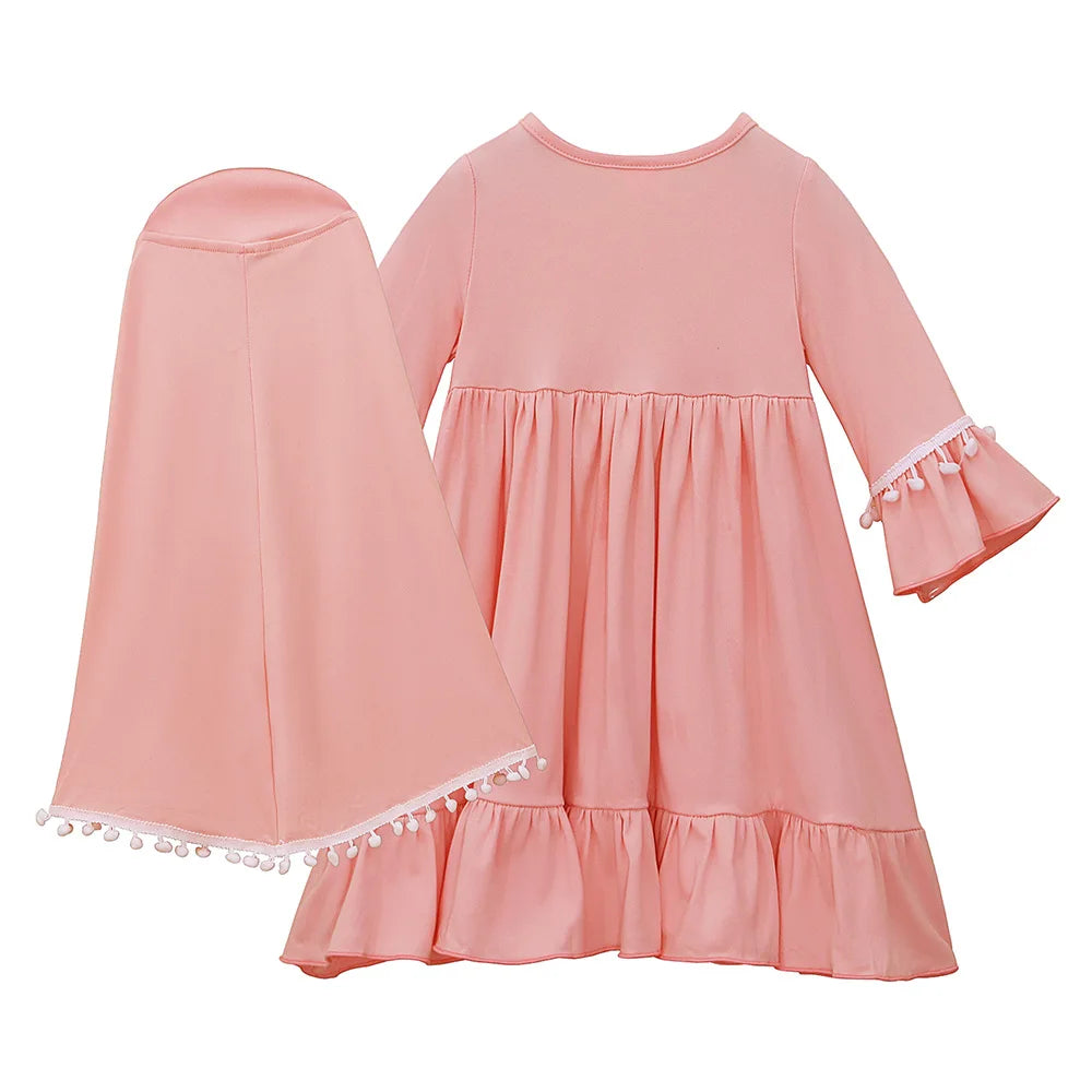 Henan EHF046 Mädchen Hijab Set Überkopf Schal - 2 Stk 110