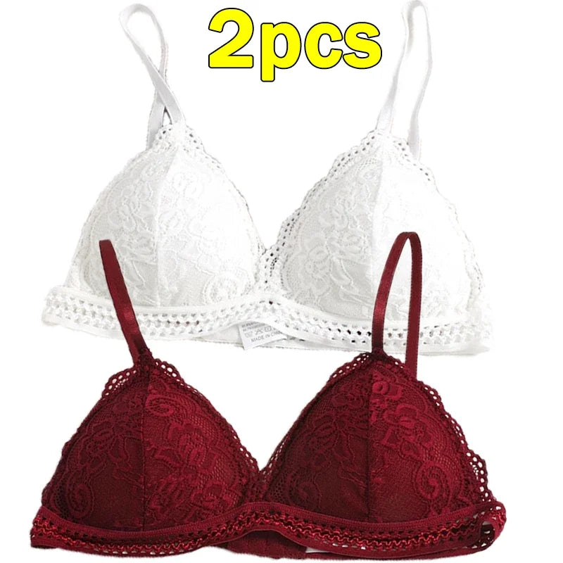 Lace Embroidery Bra Women elegant Deep V Underwear Floral Brassiere Stretch Seamless Push Up Lingerie Bralette Triangle Cup Padded