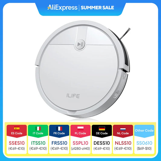  ILIFE V2 Robot Vacuum Cleaner, 120 Min Runtime, Self-Charging Robotic Vacuum, Slim, Quiet, Ideal for Pet Hair and Hard Floors
