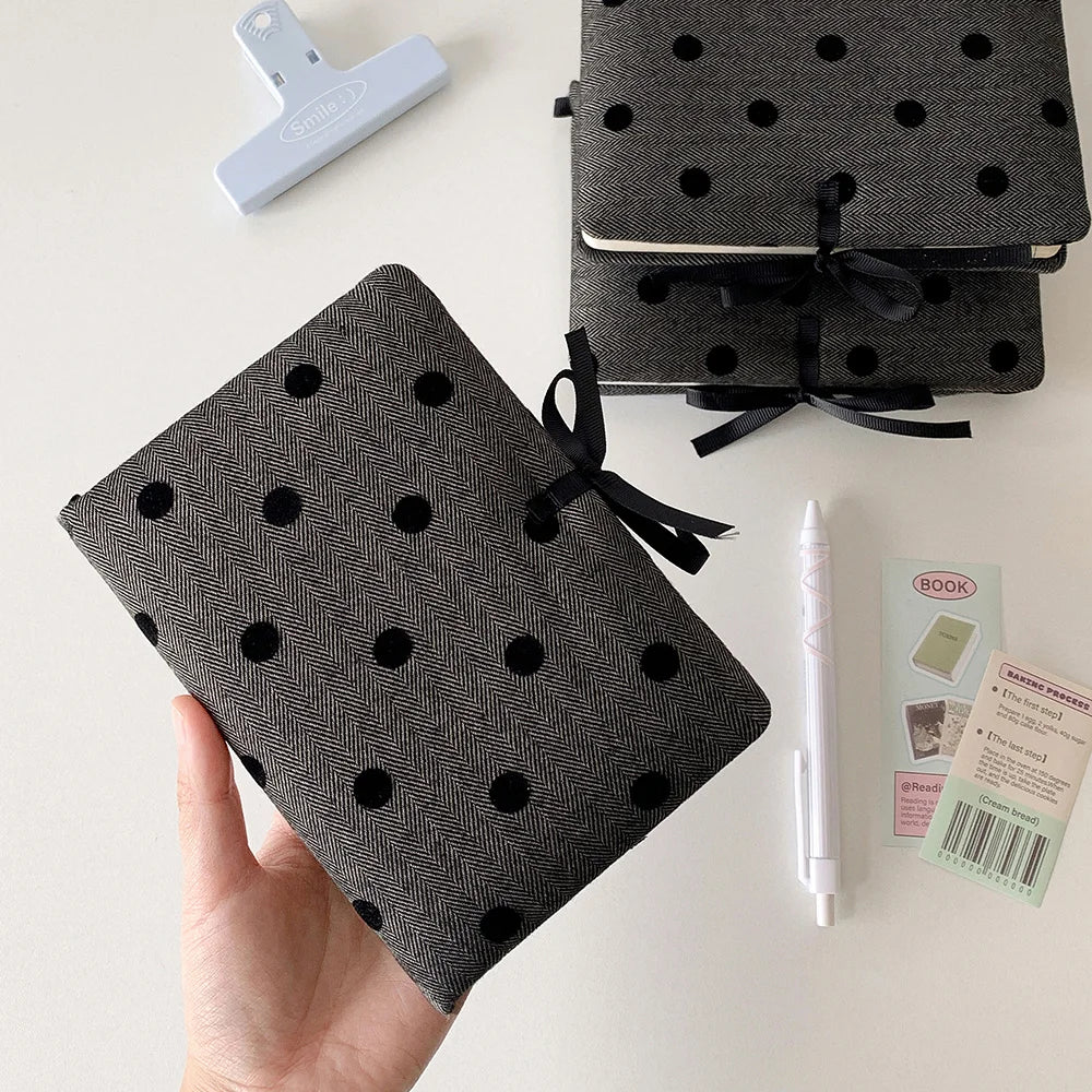 Ins Style Soft Cover Notebook Black Polka Dot Soft Foam Notebook Minimalist Handbook Journal Book Lanyard Notebook