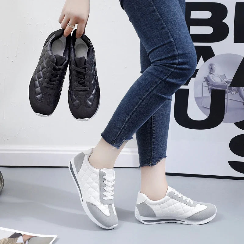 New Women's 2024 Casual Walking Shoes Summer Flat Lace-up Leather High Quality Sneakers Fashion Flat Loafers Women's Sneakers
