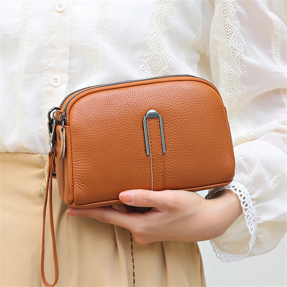 Echtes Leder Tasche Luxus Frauen Crossbody Tasche Für Frau Weiblich Einfarbig Clutch Handy Taschen Schultertasche Messenger Tasche Sac