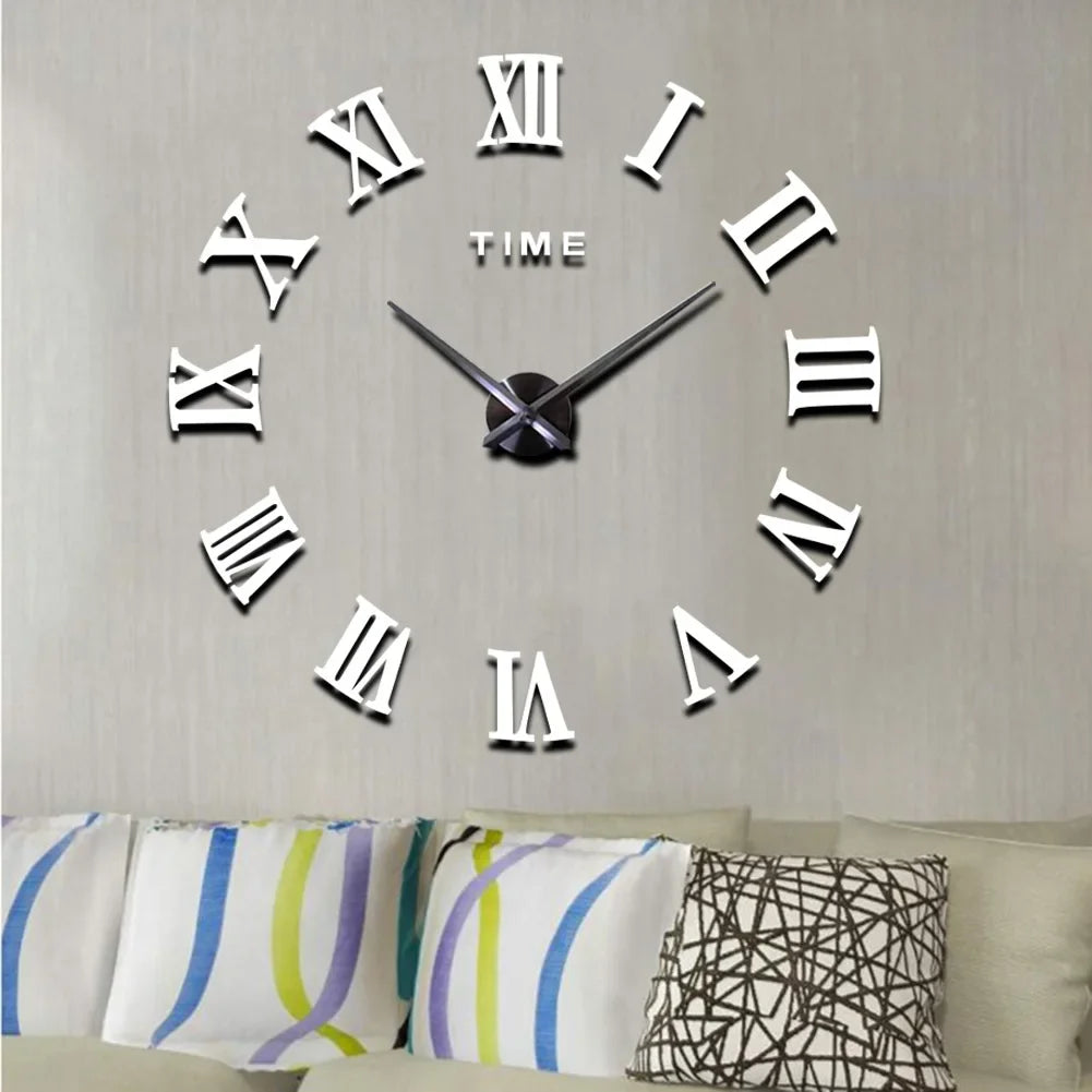 DIY Simple Modern Design Digital Clock Silent Wall Clock Office Living Room Home Wall Decoration Punch-Free Wall Sticker Clock