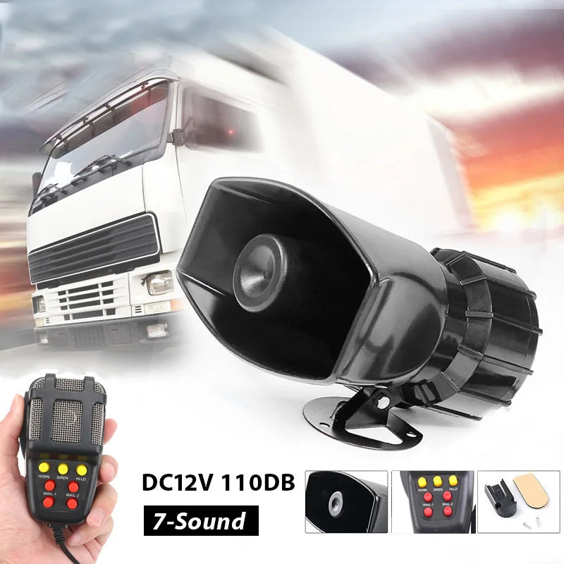 Speakers Loud Car Horn Police Siren Air Horn Megaphone Tone Emergency Motorcycle Ural  12V 100W Mic PA System Amplifier Hooter