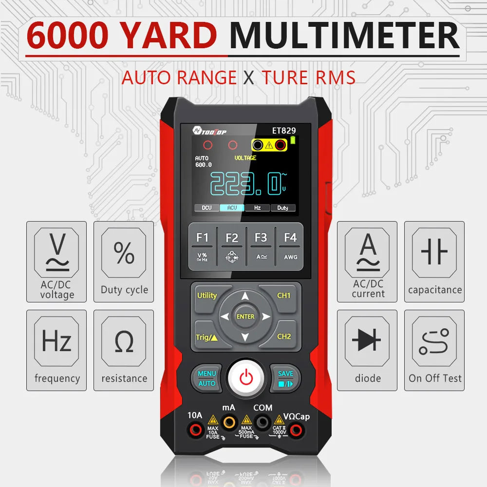 TOOLTOP ET829 2 Kanal 80MHz Digital Speicher Oszilloskop Multimeter Signal Generator 3 in 1 Elektronik Automobil Strom Reparatur
