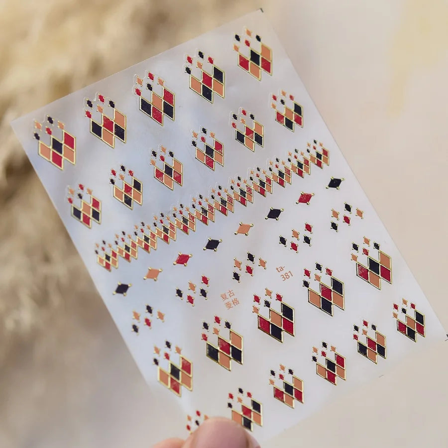 RhstoeChoice 5D Nagelsticker Goldrand - Herz Mond Stern