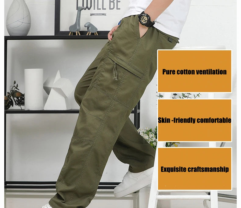IPPOLICH Loose Fit Trousers Youth Workwear Pants New Cargo Pants Men's Loose Straight Oversize Clothing Men Casual Street Pants