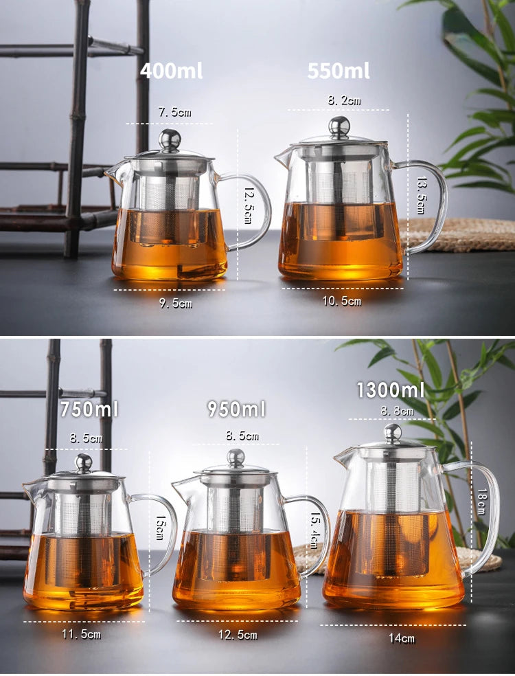 JUNBOPRO Teekanne Hitzebeständig - 850ml Borosilikat Glas