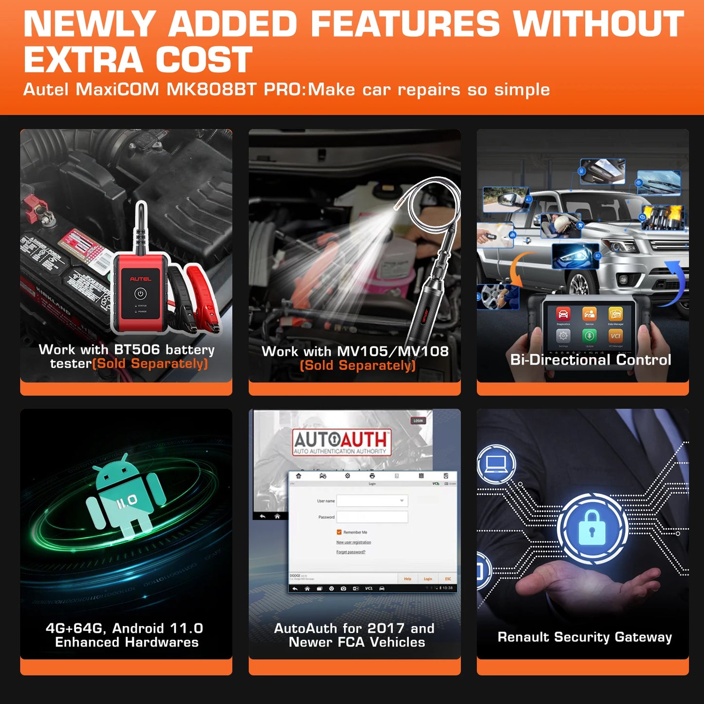 Autel MaxiCOM MK808BT Pro OBD2 Scanner Auto Diagnosegerät Code-Leser mit Aktiv-Test, Vollsystem-Diagnose, 28+ Services