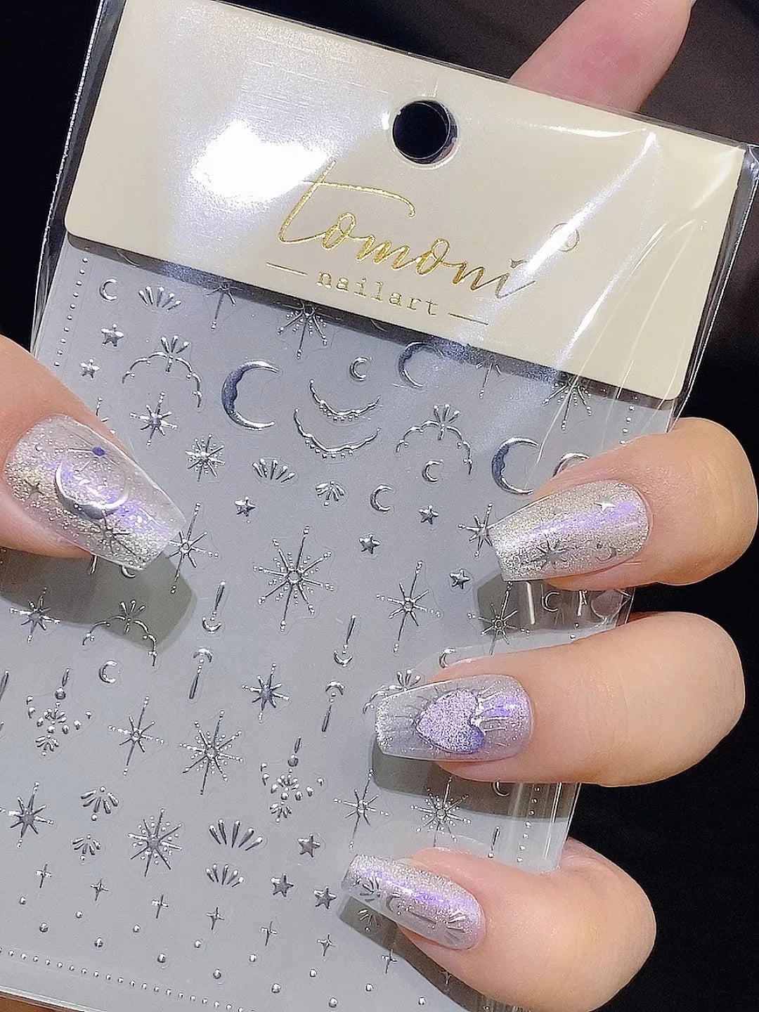 TSZS TO3913 Decorațiuni unghii 5D strălucitoare - Inimă și Lună 1 buc