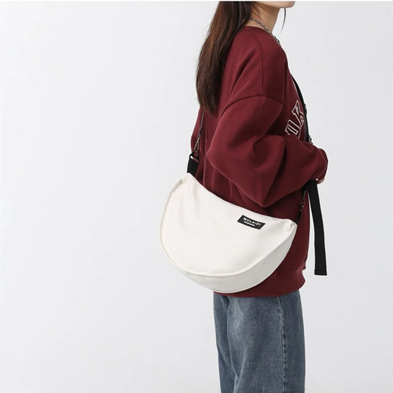 Casual Canvas Crossbody Bag for Women Designer Black/White/Red Shoulder Bags Large Capacity Tote Men Travel Shopping Bag 2025