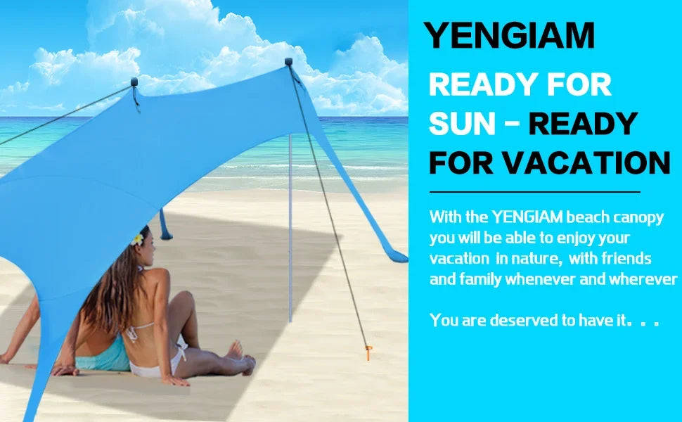 Portable Canopy Beach Tent Pop-up Sunshade UV Resistant Camping Bed Tent Windproof and Sunscreen Sun Shelter Canopy Garden House