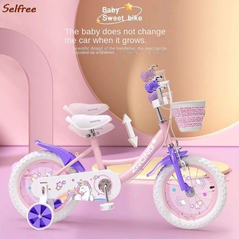 Children's Bicycle Folding Bike Girl 3-6 Years Old 7-10 Baby Foot Pedal Girl Bicycle Road Bik High-carbon Steel Materiale