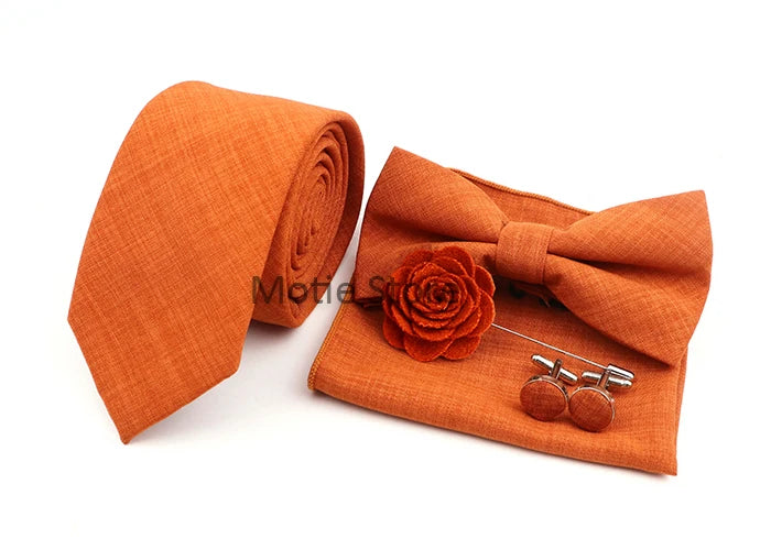 Set de accesorii bărbătești cu design nou, 27 de culori: batistă clasică din bumbac, butoni, papion pentru nuntă, petrecere, cadouri