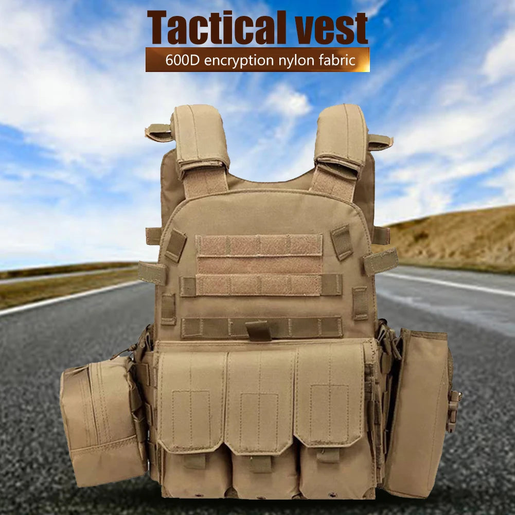 Vestă tactică din nailon, armură corporală, transportator de vânătoare, accesorii Airsoft, CS Combat, MOLLE Camo, vestă militară a armatei pentru vânătoare în aer liber