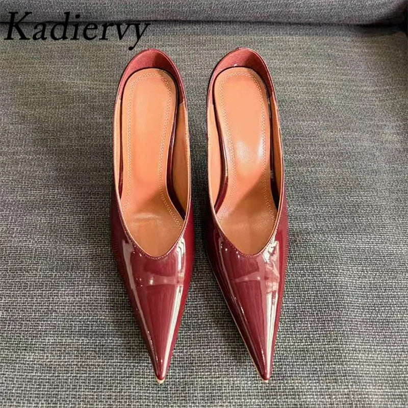Kadiervy Pumps Spitz Slip On - Lackleder 10 cm Stiletto