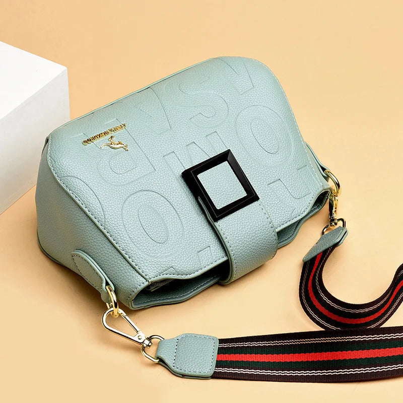 Fashion Women's Square Buckle Crossbody Bag Casual Shoulder Crossbody Bags Ladies Luxury Designer Large Capacity Travel Handbag