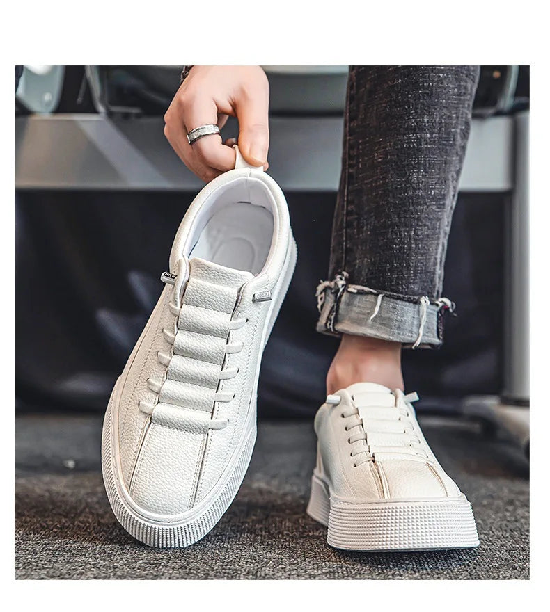 White Sneakers for Men 2024 Spring Fashion Casual Lace Up Round Toe Flat mens Running Sport Shoes Zapatillas Deportivas Hombre