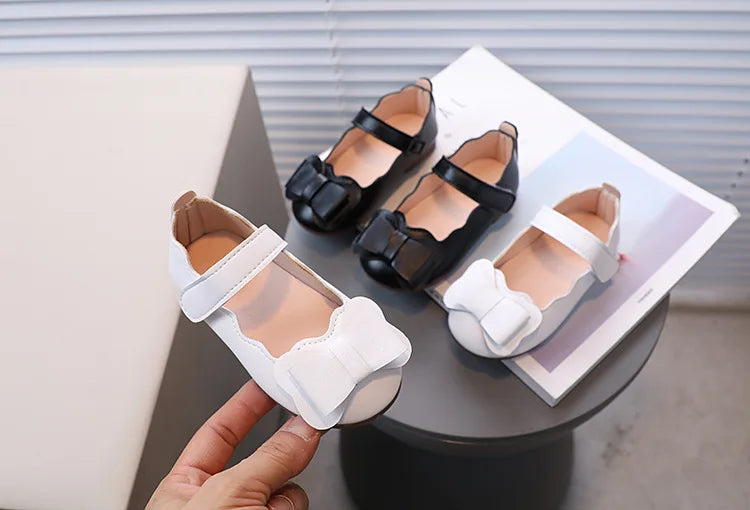 Mädchen-Schuhe 2025: Girls-Bow Leather Children's-Fashion - Casual Flat Collection