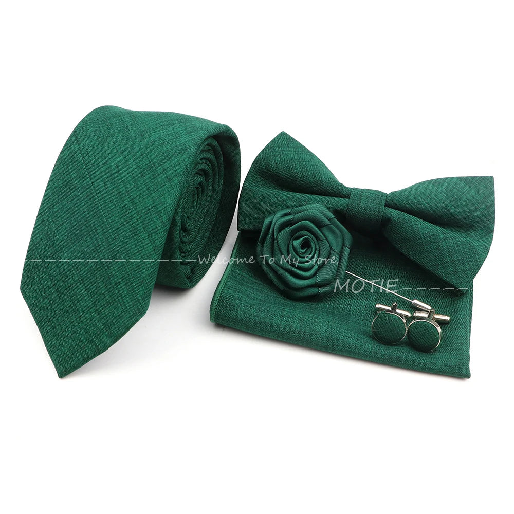 Set de accesorii bărbătești cu design nou, 27 de culori: batistă clasică din bumbac, butoni, papion pentru nuntă, petrecere, cadouri