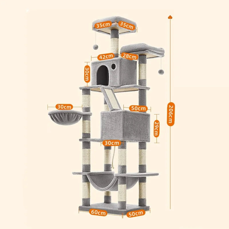 Large Cat Tree Tall Cat Tower for Indoor Cats Multi-Level Plush Cat Condo with Scratching Posts Scratching Boards Perches Caves