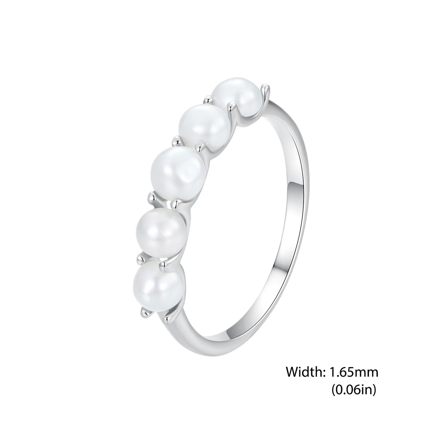 BISAER Inel de perle din argint 925 cu strat dublu de aur alb și zirconiu pentru femei elegante, logodnă de nuntă, bijuterii fine originale