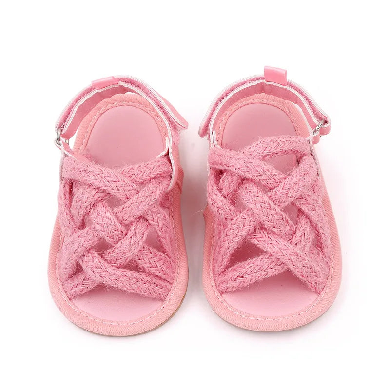 Baby Mädchen Blumen Spitze Krippe Sandalen 2025 - Süße Sommer Weiche Sohle Flache Prinzessin Schuhe - Säugling Rutschfest Erste Laufschuhe