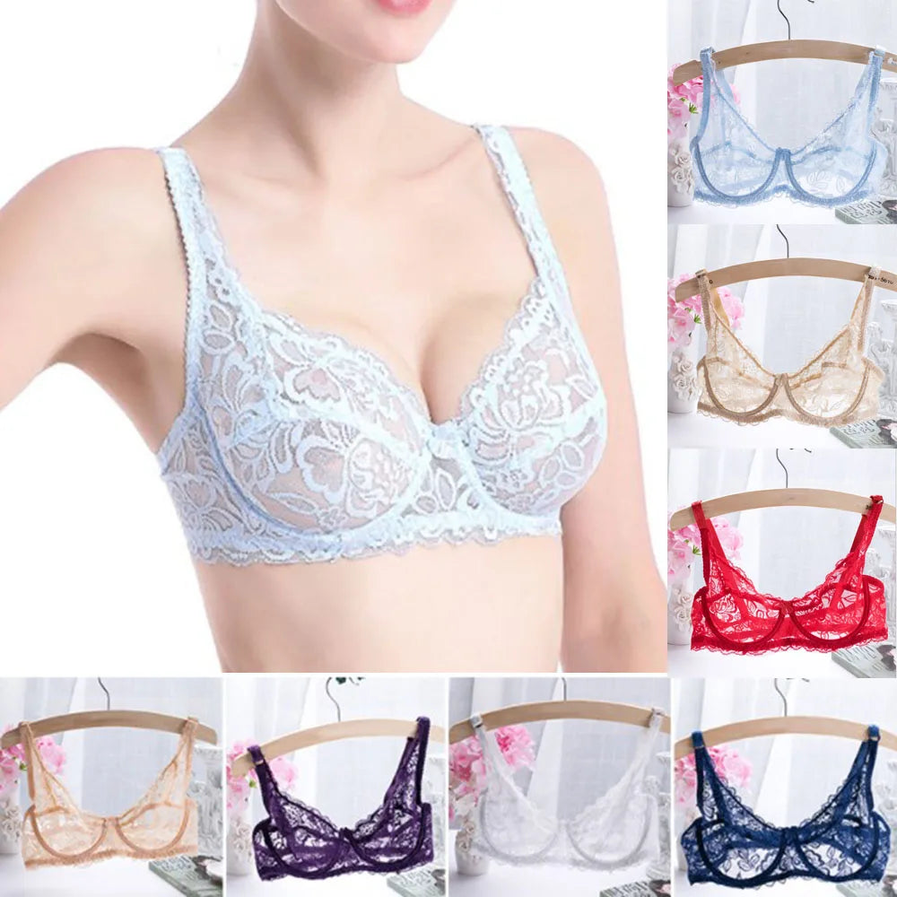 Lenjerie intimă pentru femei, confortabilă, clasică, elegantă, lenjerie din dantelă, transparentă, elegantă, sutien solid cu armătură, elastic, moale, fără cusături, calcinha