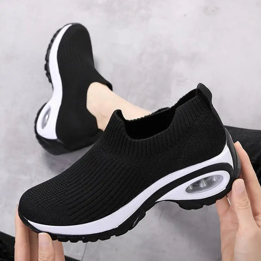 YBQJOO Slip On Keil Sneaker Atmungsaktiv - Plateau 2cm EVA