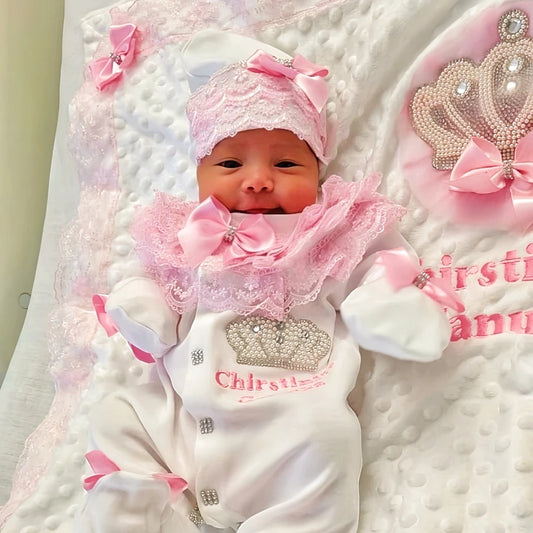 Baby-Outfit-Set 2025: 5-teiliges Spitzen-Baumwoll-Set für Neugeborene - Säuglingspflege-Kollektion