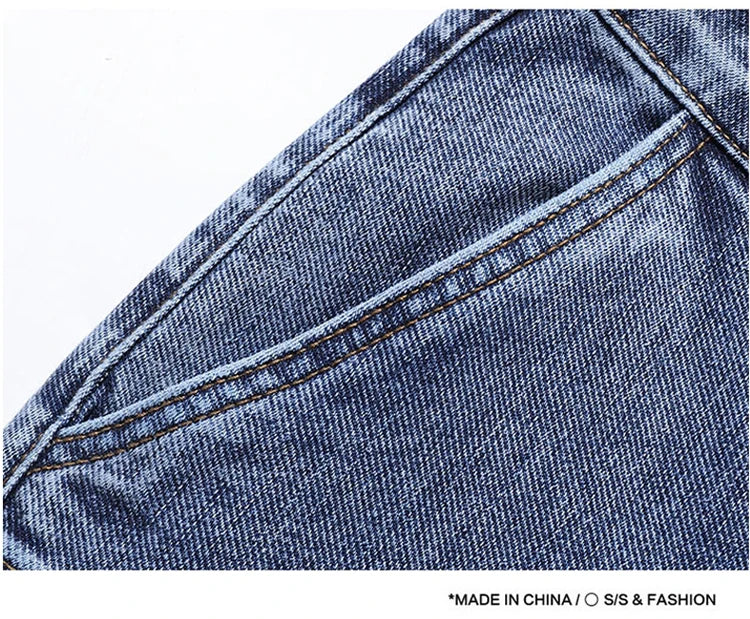 Jeans men's pants Korean version trendy jeans slim fit fashion shorts trendy breathable spring/summer multi bag work clothes cro