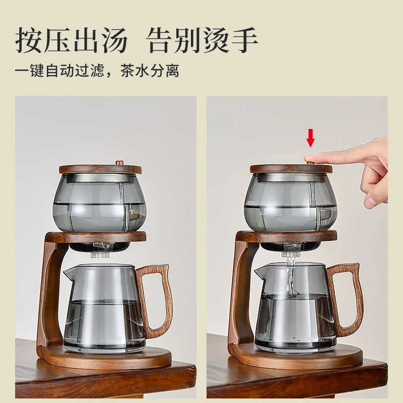 Chinese style tea making artifact, high-end glass teapot for household use, automatic tea set for lazy people separation