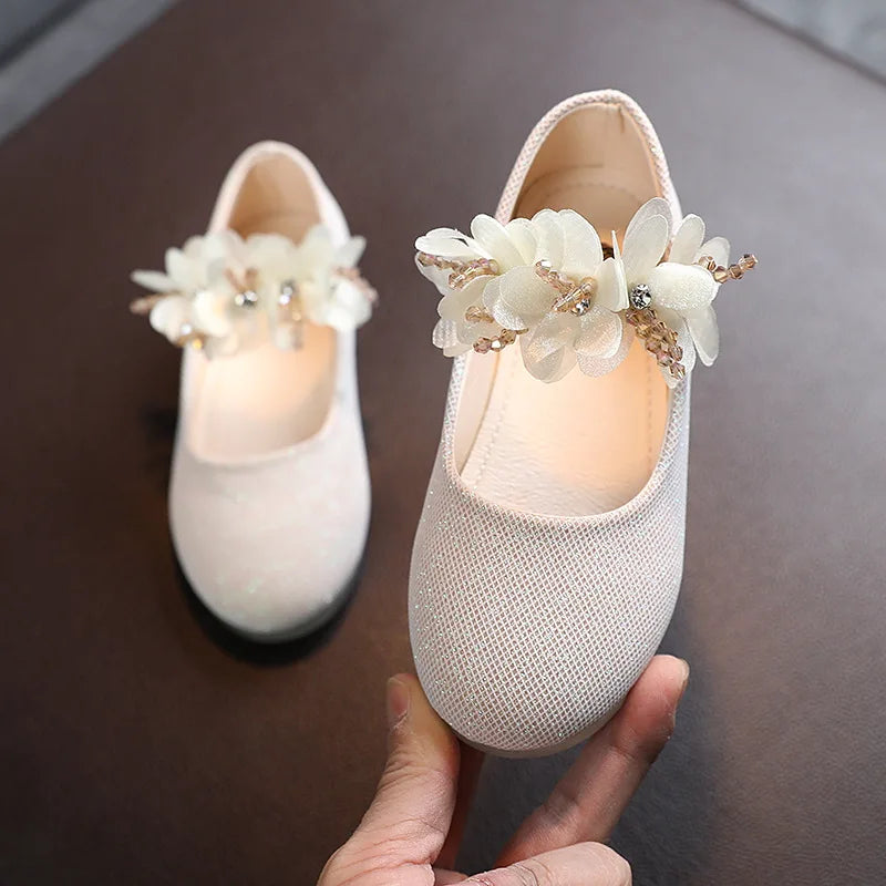 Mädchen Schuhe 2025 - Blumen Mary Jane Kristall Weiche Prinzessin Ballet Flats - Kleine Mädchen 1-7J Baby Hochzeit Party Leder Schuhe