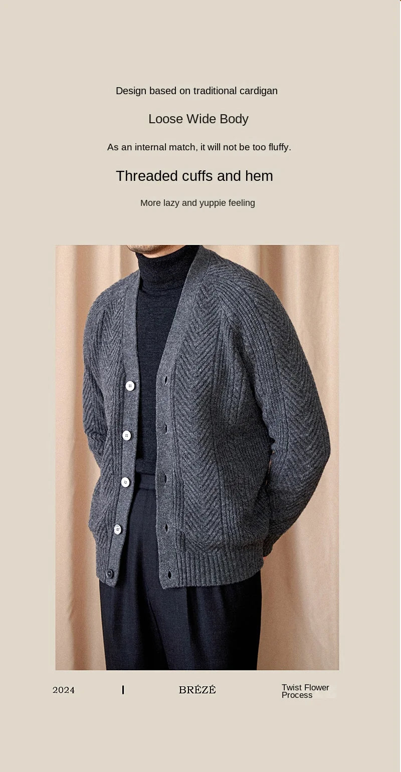 Heritage Vintage Wollcardigan V-Ausschnitt - Slim, Warm LXL