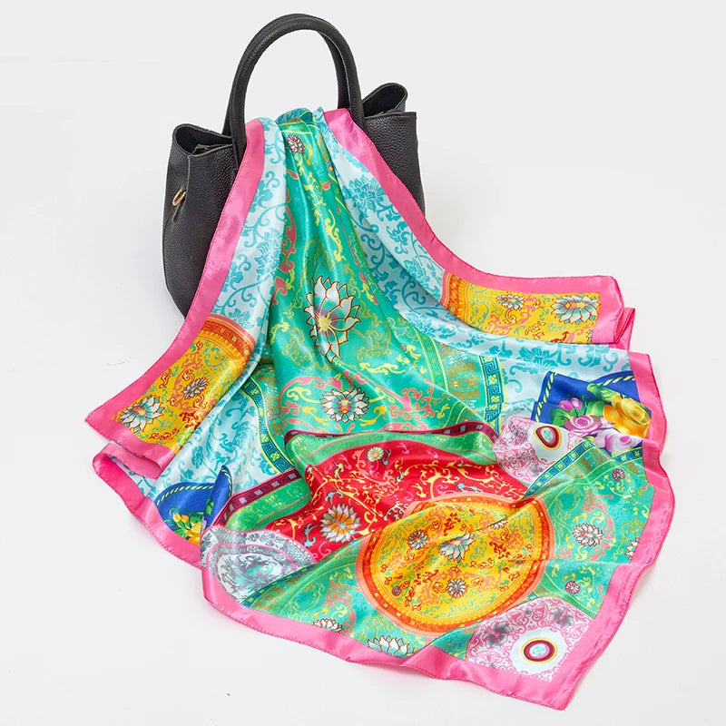 SENAIFE Satin-Schal Elegant - 90x90cm Polyester Leicht