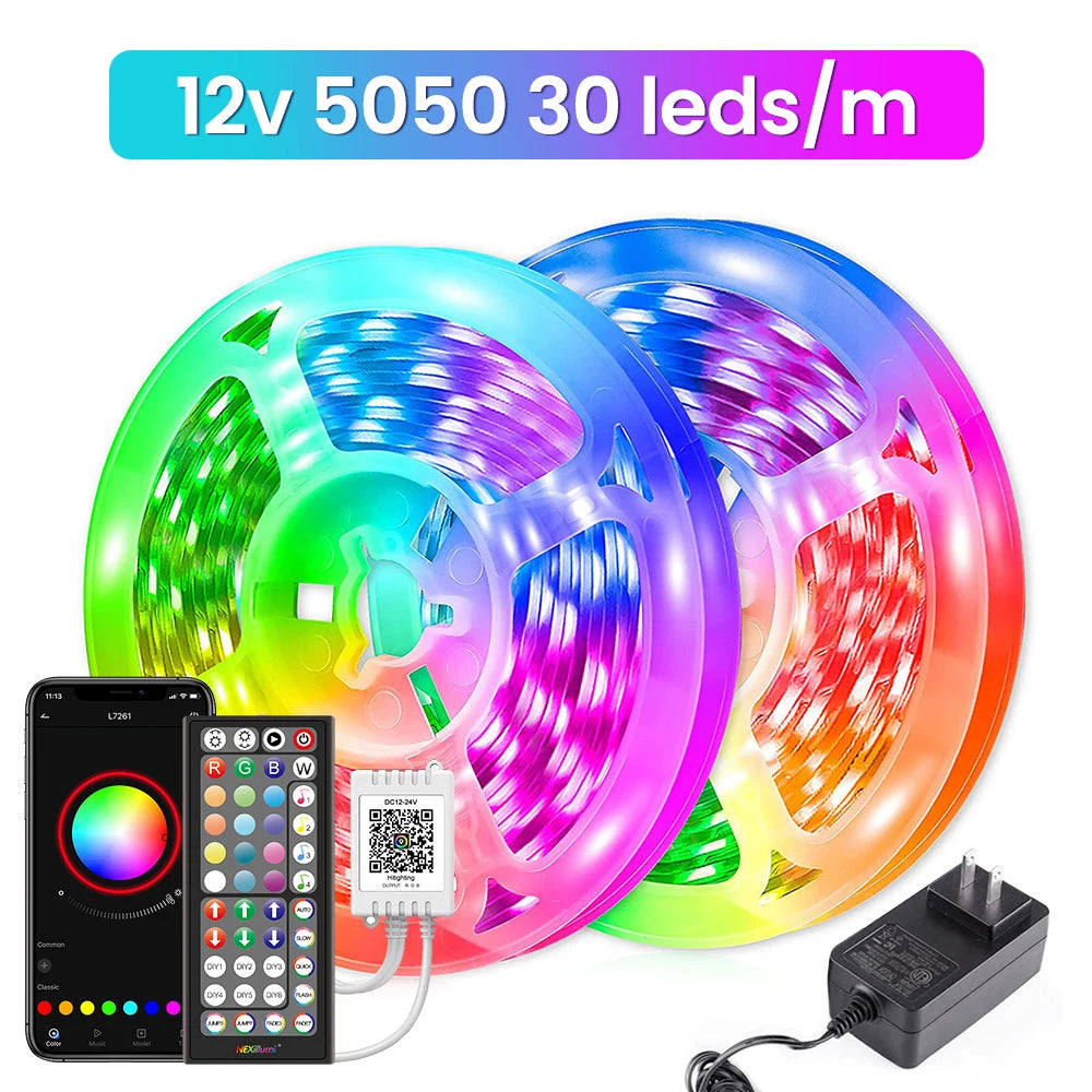 LED Strip Lights, Ultra-Long RGB 5050 LED Strips with Remote Controller, Color Changing Tape Light with 12V  Adapter for Bedroom